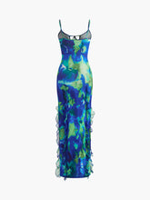 Stretch-Kleid mit gekräuseltem Saum und Bindeband am Hals